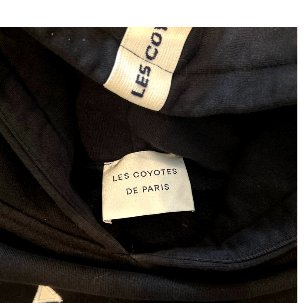 LES COYOTES DE PARIS Girls Black Cropped Hooded Hoodie Sweatshirt Sweater sz 12 - Picture 5 of 8